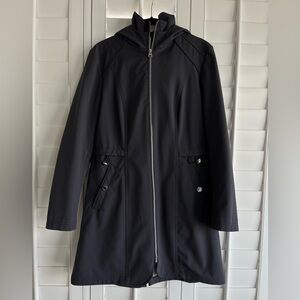 JESSICA SIMPSON Charcoal Grey Hooded Raincoat Jacket Size Small